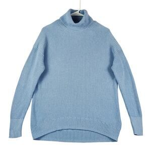 J. Crew Women's Light Blue Turtleneck Knit Pullover Sweater Cotton/Cashmere XXS